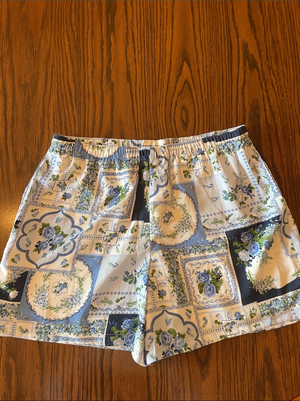 Abercrombie & Fitch Blue and White Floral Patchwork Shorts